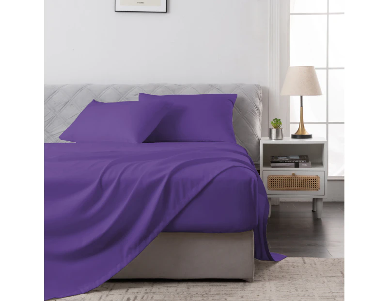 Justlinen Luxe Perfect Bamboo Blend Sheet Set Soft All Size Sheet-Purple