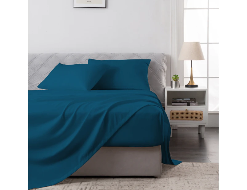 Justlinen Luxe Perfect Bamboo Blend Sheet Set Soft All Size Sheet-Biscay blue