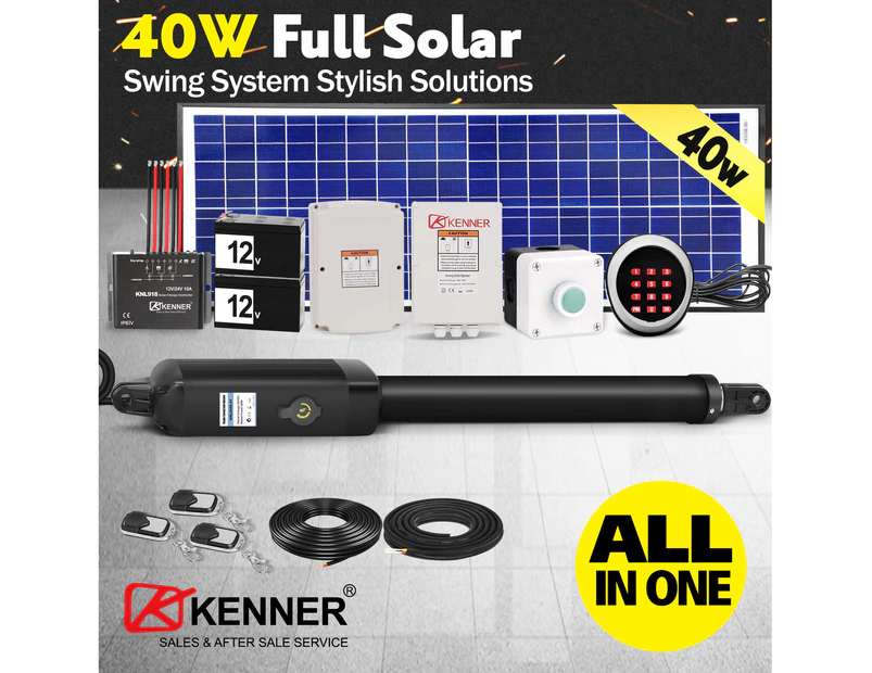 KENNER Solar Swing Gate Opener 80W Motor 40W Solar and all-in-one solution