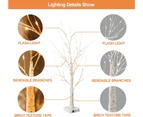 2pcs White Birch Tree Lighted Warm White LED Artificial Branch Tabletop Fairy Tree Light for Home Party Festival Wedding