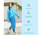 EVA Raincoat Waterproof Rain Poncho Reusable Unisex Men Women Long Clear Rain Wear - Sky blue