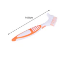 Double Side Denture Toothbrush Ergonomics Handle Plastic Multi Layered Bristles False Teeth Oral Care Brush for Home Use-Orange