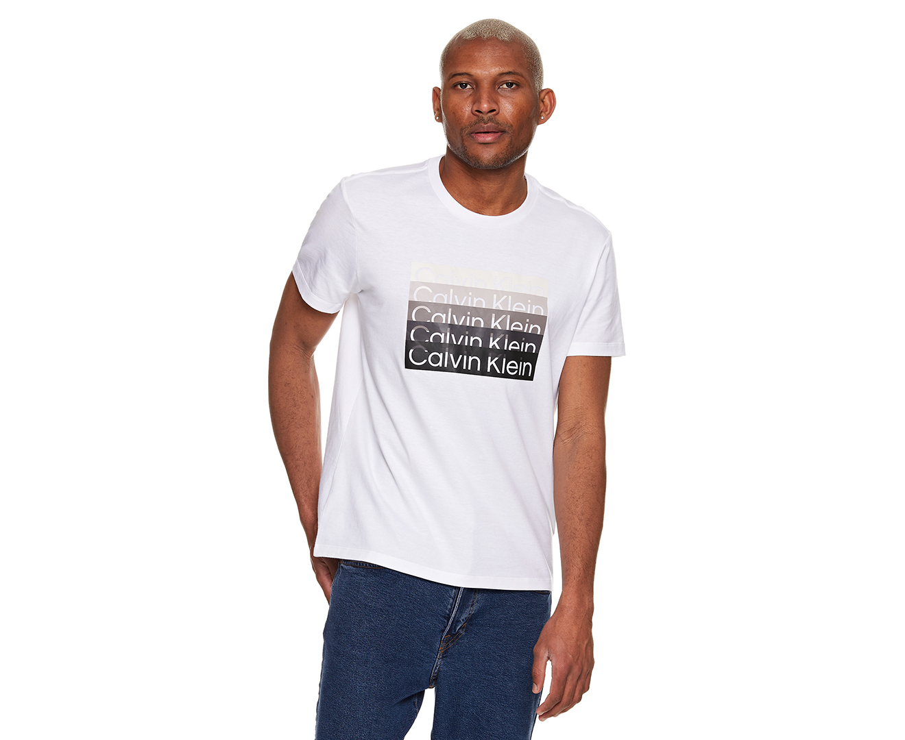 Calvin Klein Men's Repeating Ombre Boxed Logo Crew Tee / T-Shirt ...