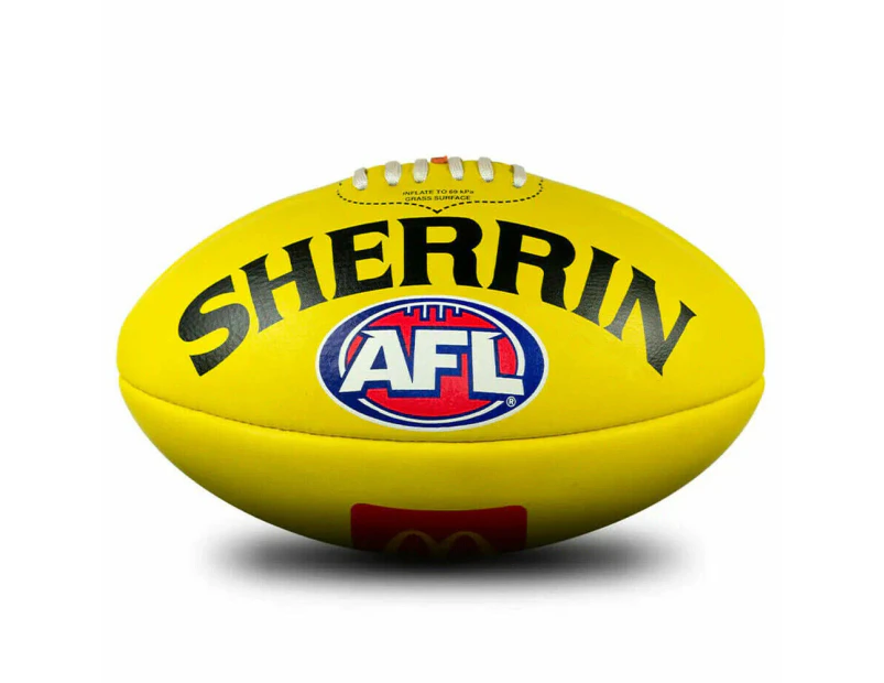 Sherrin AFL Replica Training Ball Leather Football Size 5 - Yellow