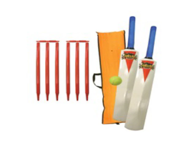 Land & Sea Park Family Cricket Set w/2x No.5 Adult Wood Bat/Ball/Wicket/Bail/Bag