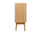 Oikiture Sideboard Cabinet Buffet Rattan Furniture Cupboard Hallway Shelf Wood - Natural