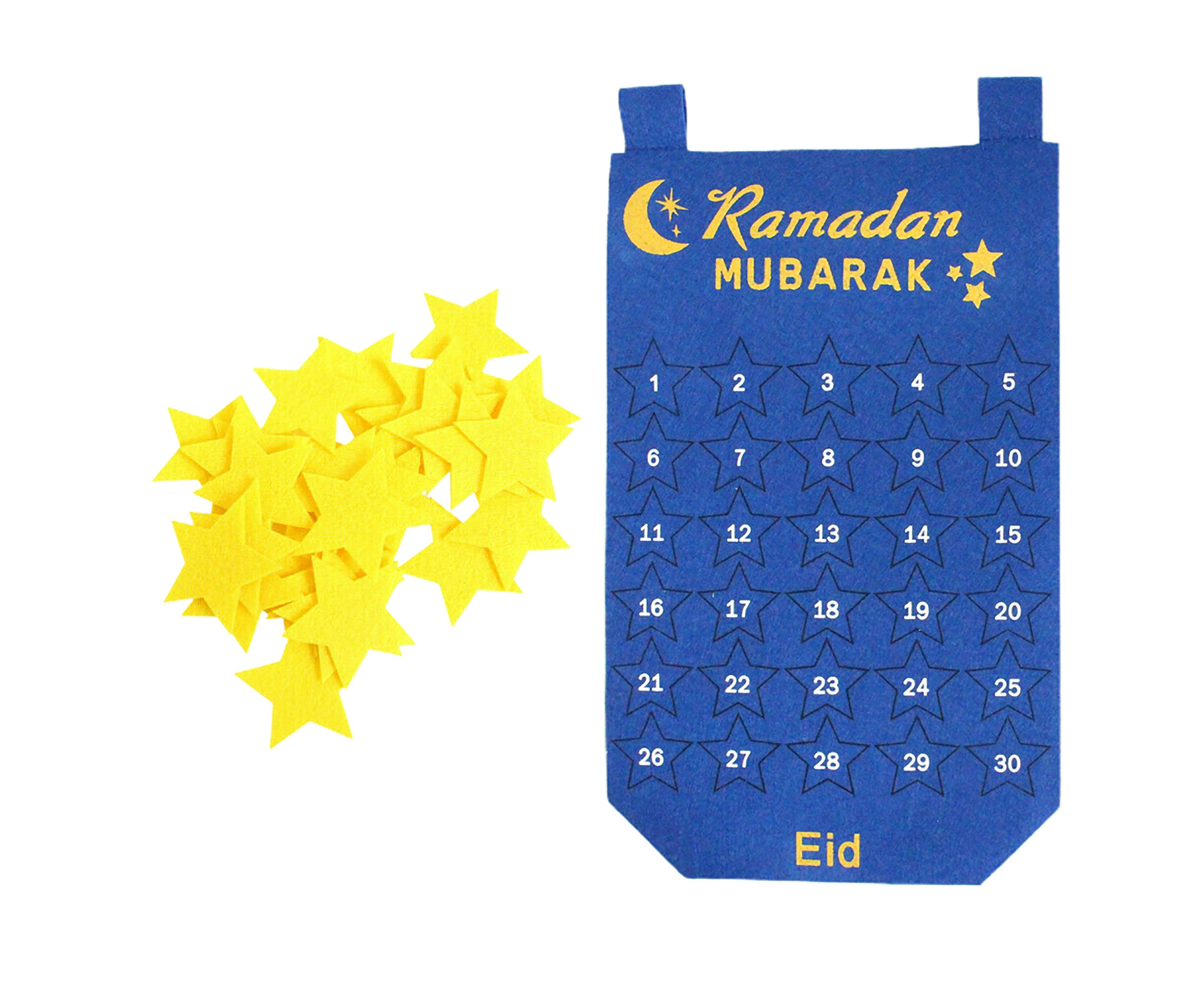 Festival Calendar Hanging Safe Felt 2021 Mubarak Countdown Calendar for
