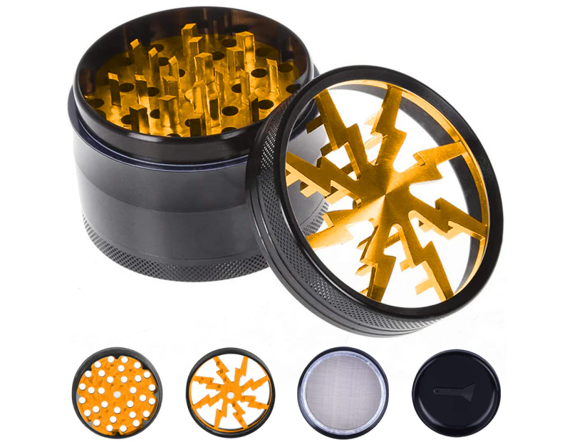Pollen Grinder Crusher 63mm for Tobacco, Spice, Spices, Herbs, Coffee - Gold