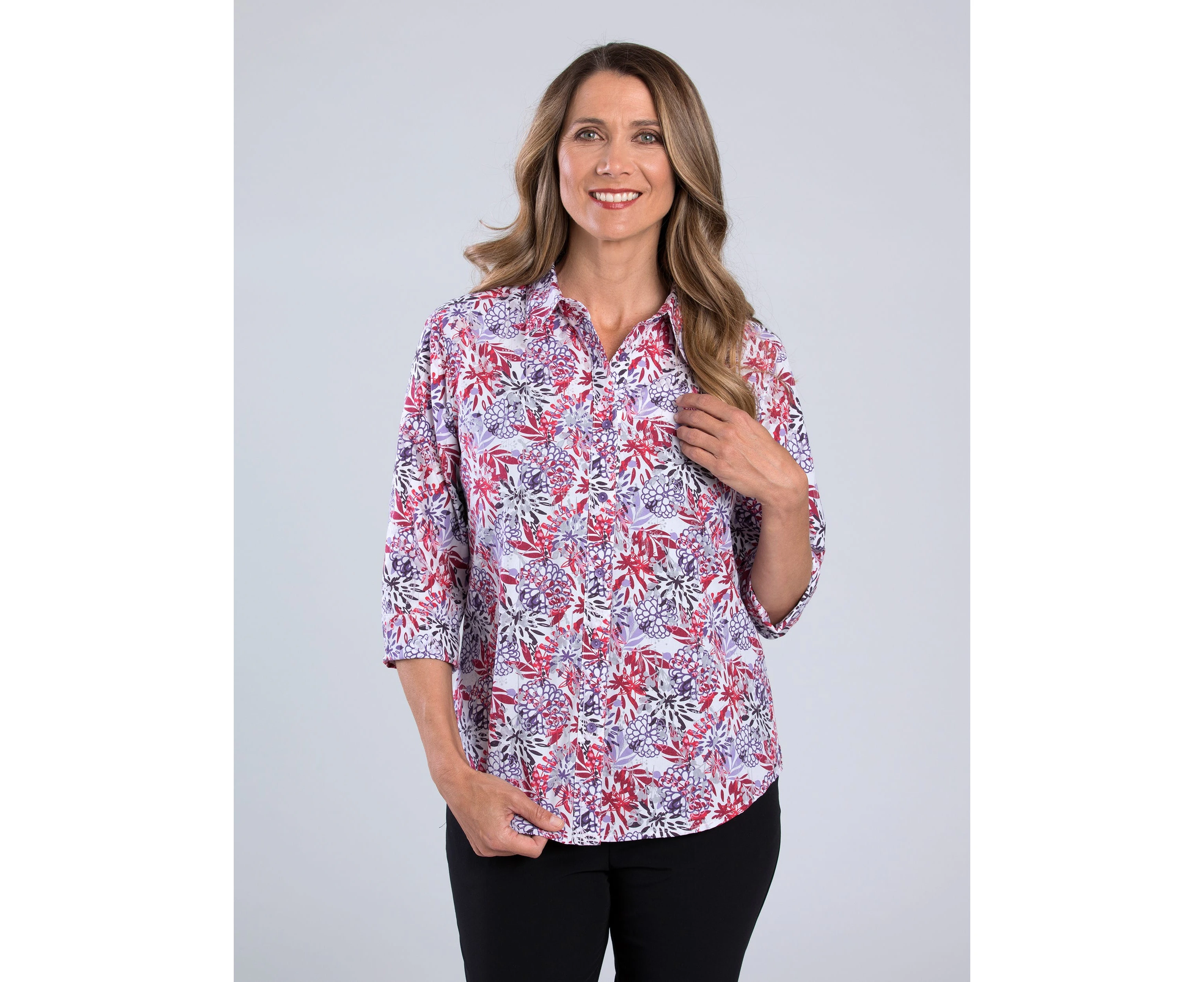 Black Pepper Womens Zariah 3/4 Sleeve Shirt