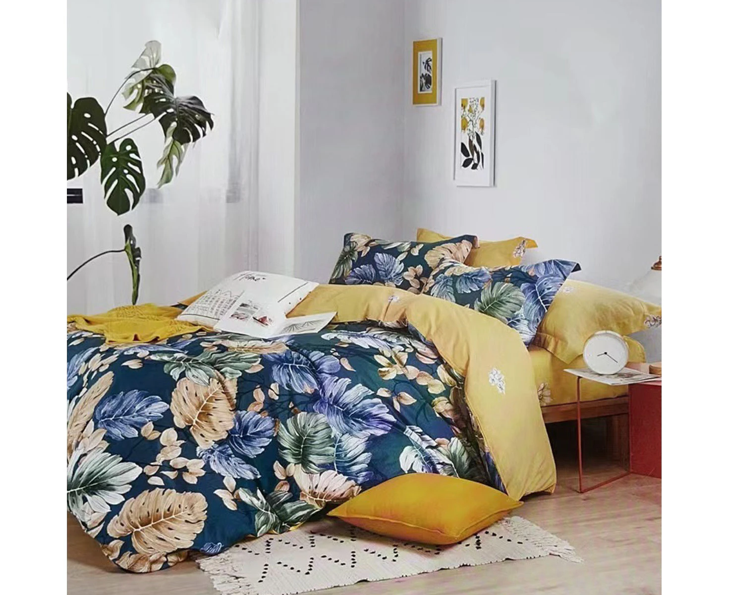 Botanical House 100% Cotton Reversible Quilt Cover Set