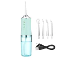 220ML Oral Irrigator USB Rechargeable 3 Modes Portable Dental Water Flosser Jet Irrigator Dental Floss Pick Teeth Cleaner 4 Tips - Green with 4nozzles