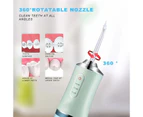 220ML Oral Irrigator USB Rechargeable 3 Modes Portable Dental Water Flosser Jet Irrigator Dental Floss Pick Teeth Cleaner 4 Tips - Green with 4nozzles