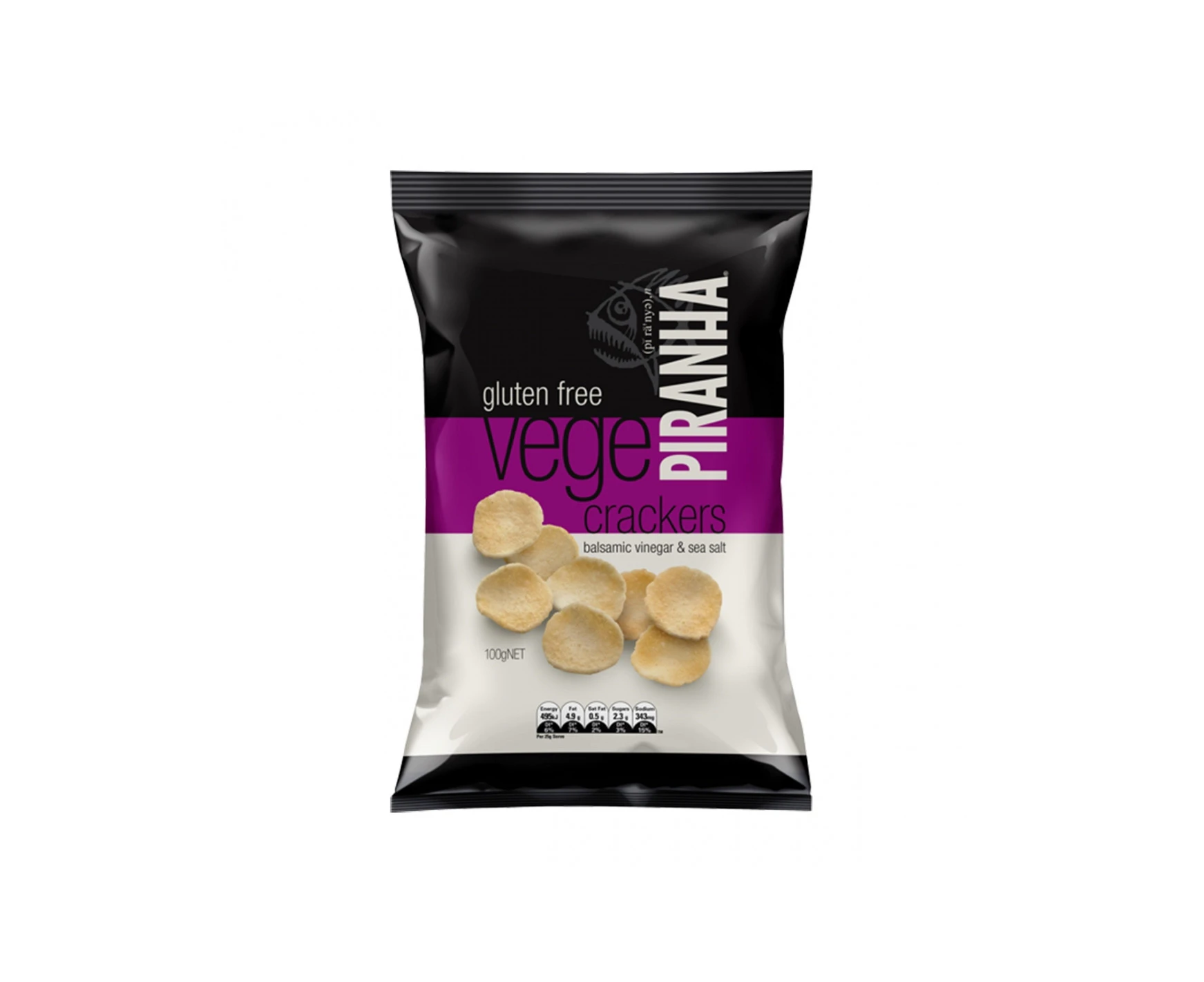 Piranha Vege Crackers Balsamic Vinegar & Sea Salt 100g x 12