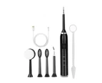 Newest 6 in1 Electric Toothbrush Tooth Cleaner USB Rechargeable 3 Modes Sonic Dental Scaler High-frequency to Remove Tartar Stain - Black
