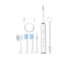 Newest 6 in1 Electric Toothbrush Tooth Cleaner USB Rechargeable 3 Modes Sonic Dental Scaler High-frequency to Remove Tartar Stain - Black