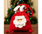 4 Pack Xmas 3D Design Fabric Gift Bags Apple Bags for Favors and Decorations Super Cute Snowman Santa Claus Deer-Red