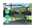 Gardeon Outdoor Swing Chair Garden Bench Furniture Canopy 3 Seater Green