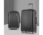 Wanderlite 2pcs Luggage Trolley Set Travel Suitcase Carry On Hard Case Lightweight Black