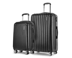 Wanderlite 2pcs Luggage Trolley Set Travel Suitcase Carry On Hard Case Lightweight Black