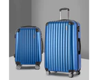 Wanderlite 2pcs Luggage Trolley Set Travel Suitcase Carry On Hard Case Lightweight Blue