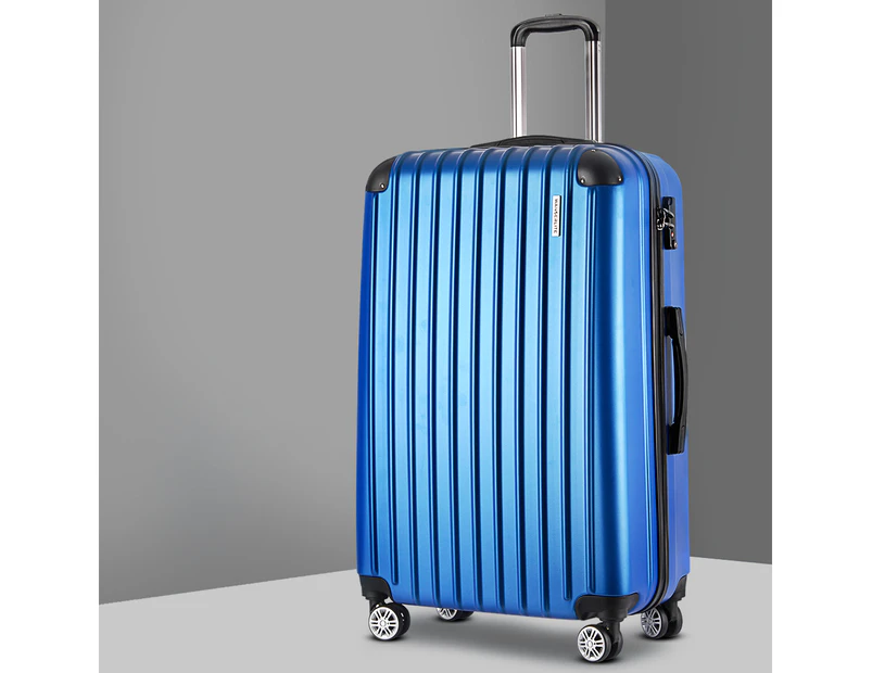 Wanderlite 28" 75cm Luggage Trolley Travel Suitcase Set Carry On Hard Case TSA Lock Lightweight Blue