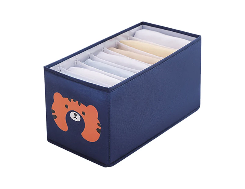 Multi-functional Storage Organizer Large Capacity Non-woven Fabric Moisture-resistant Cartoon Storage Compartment for Household-Navy Blue