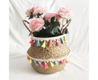 Handmade Tassel Faux Seagrass Sundries Storage Basket Household Pot Container-White