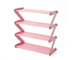 Stainless Steel Shoe Rack Multi-Layer Slipper Footwear Storage Shelf Organizer-Light Pink
