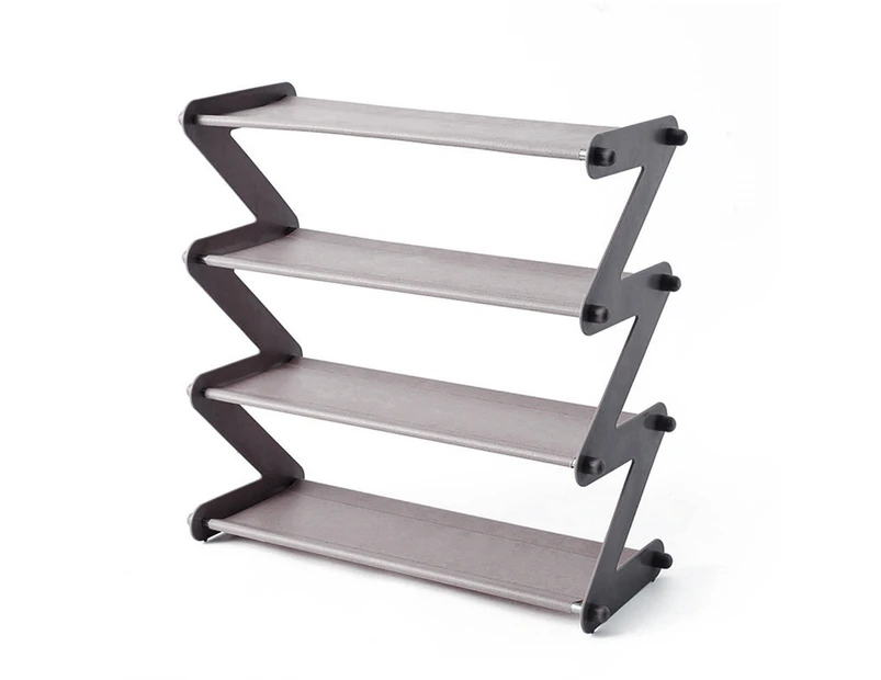 Stainless Steel Shoe Rack Multi-Layer Slipper Footwear Storage Shelf Organizer-Dark Gray