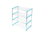 3/4 Layers Shoe Rack Assembled Easy Installation Stainless Steel Household Slipper Storage Shelf for Home-Blue