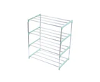 3/4 Layers Shoe Rack Assembled Easy Installation Stainless Steel Household Slipper Storage Shelf for Home-Green