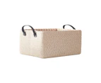 Storage Basket Soft Handle Large Capacity PP Woven Vanity Organizer Box Home Supplies-Beige