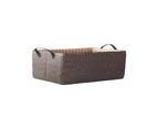 Storage Basket Soft Handle Large Capacity PP Woven Vanity Organizer Box Home Supplies-Coffee