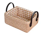 Storage Basket Soft Handle Large Capacity PP Woven Vanity Organizer Box Home Supplies-Beige