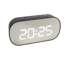 Mini Portable Round Oval Digital Display Alarm Clock Night Light Makeup Mirror- Black + White Light^