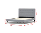 Volga Double Bed Platform Frame Fabric Upholstered Mattress Base - Grey