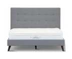 Volga Double Bed Platform Frame Fabric Upholstered Mattress Base - Grey