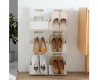 Plastic Vertical Stackable Shoes Rack Space-saving Storage Stand Shelf Organizer-White