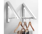 Folding Wall Mounted Clothes Airer Coat Hanger Adjustable Organizer Drying Rack-Silver