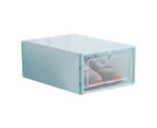 Transparent Stackable Dustproof Flip Type Shoes Storage Container Home Decor-Light Blue