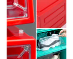 Home Transparent Plastic Magnetic Stackable Shoes Box Organizer Storage Case-Blue