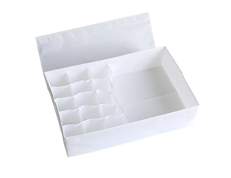 Washable Houseware Underwear Socks Shorts Bra Organizer Storage Box with Lid-White