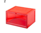 Home Transparent Plastic Magnetic Stackable Shoes Box Organizer Storage Case-Red