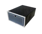 Clear PP Stackable Dust-proof Flip Drawer Shoes Box Storage Container Organizer-Black