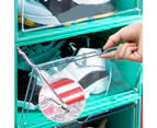 Home Transparent Plastic Magnetic Stackable Shoes Box Organizer Storage Case-Red