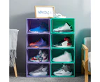 Home Transparent Plastic Magnetic Stackable Shoes Box Organizer Storage Case-Green