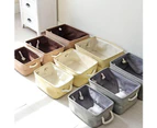 Cotton Linen Thickened Solid Color Clothes Sundries Organizer Storage Box Basket-Coffee