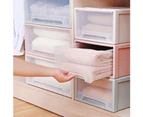 Household Plastic Transparent Stackable Drawer Storage Box Container Organizer-Pink