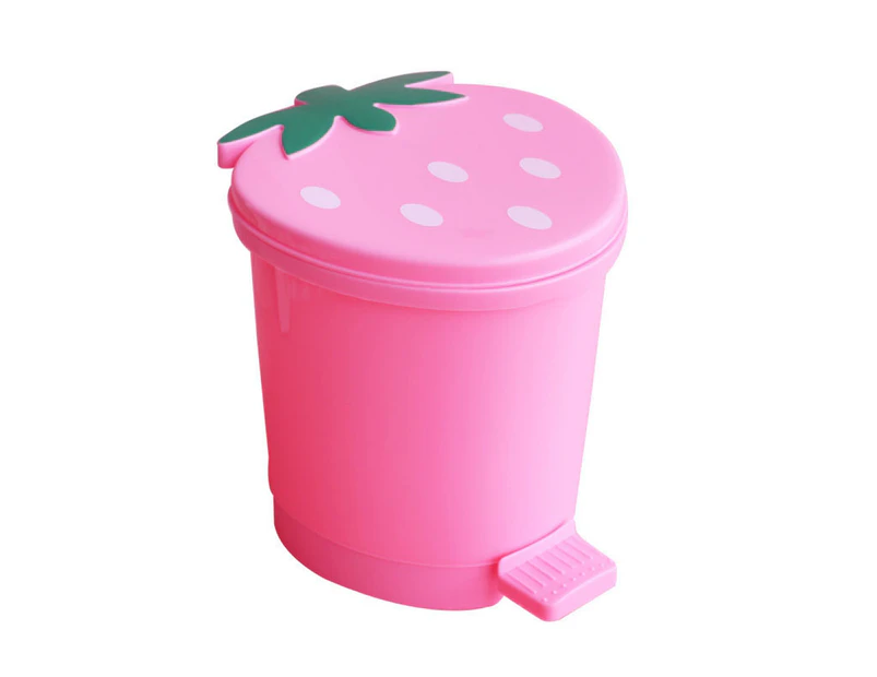 Trash Can Large-Capacity Good Weight Capacity Exquisite Convenient High Durability Decorative Plastic Strawberry Style Waste Basket Garbage Container-Pink