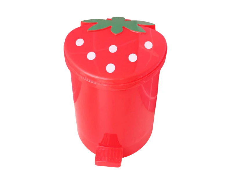 Trash Can Large-Capacity Good Weight Capacity Exquisite Convenient High Durability Decorative Plastic Strawberry Style Waste Basket Garbage Container-Red